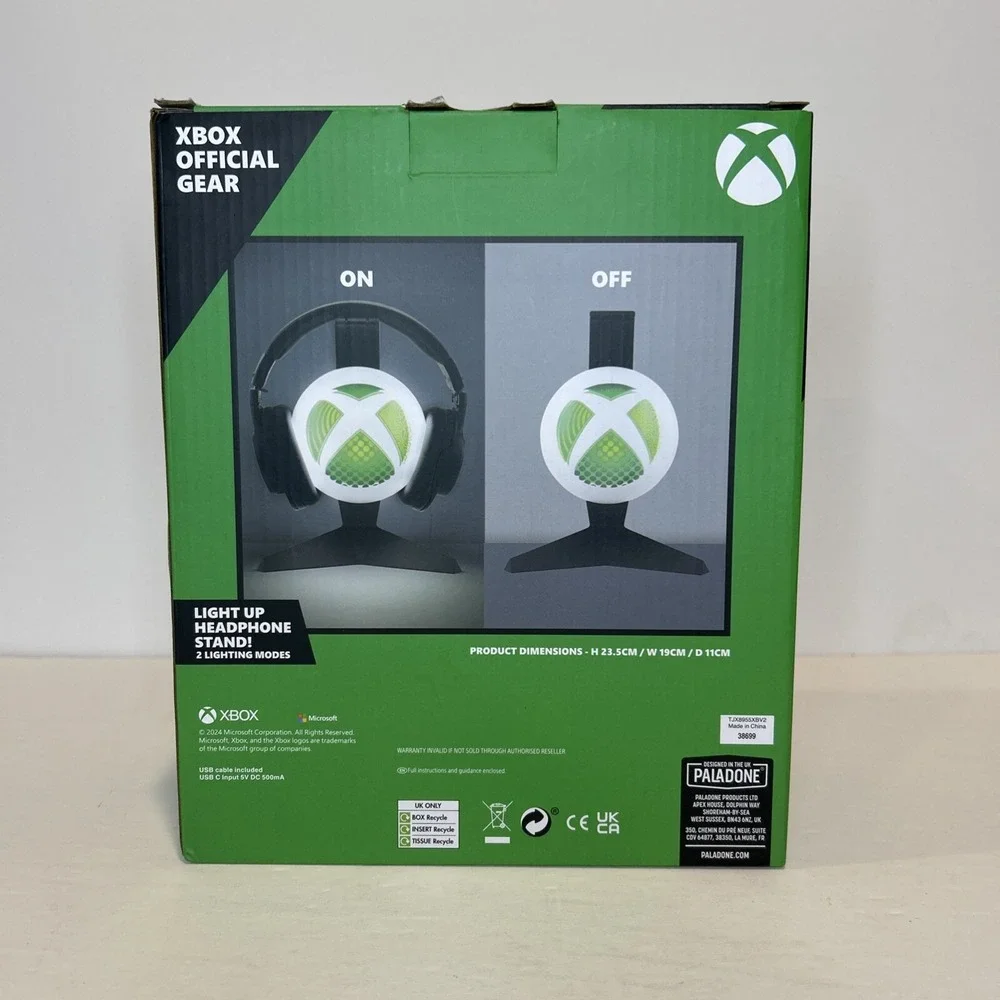 Xbox Official Head Light Gear Light Up Headphone Stand 2 Lighting Modes New